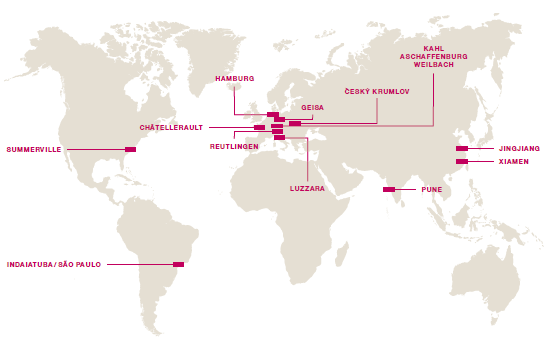 Production sites of the KION Group (world map)