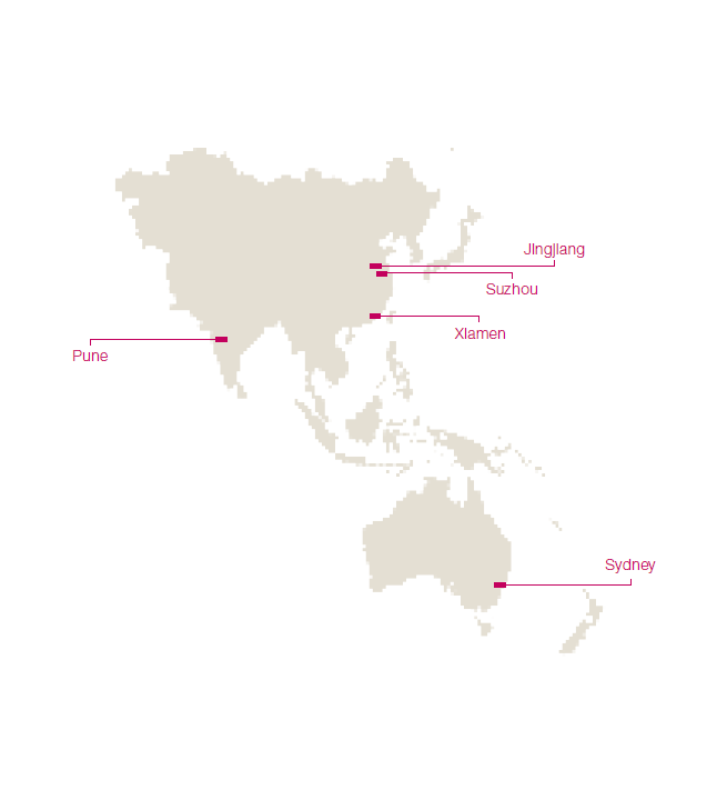 Production sites of the KION Group – Asia (world map)