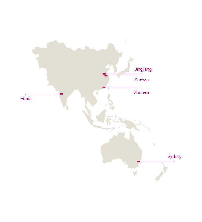 Production sites of the KION Group – Asia (world map)