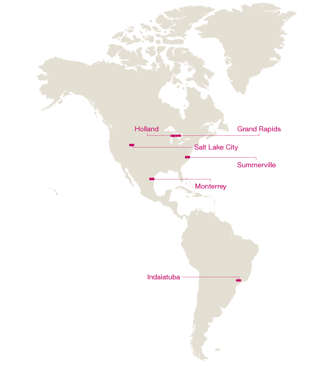 Produktionsstandorte der KION Group – Amerika (Weltkarte)